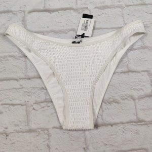 Kendall and Kylie white ruched cheeky bikini bottom simple chic minimalist sz XL